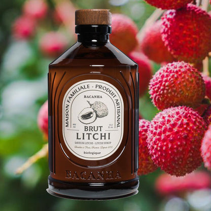 Bacanha Sirop Brut de Litchi Bio 400 ml - Bio Litschi Sirup mit Bio Rohrzucker