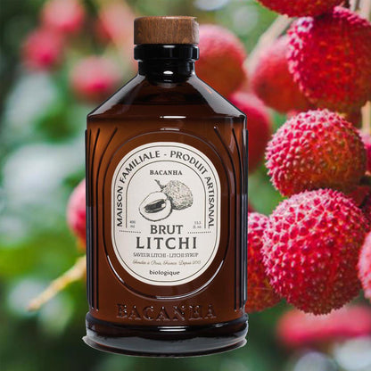 Bacanha Sirop Brut de Litchi Bio Litschi Sirup – französischer Bio-Litschi-Sirup aus Bio-Rohrzucker in Glasflasche, ideal für Cocktails und Desserts