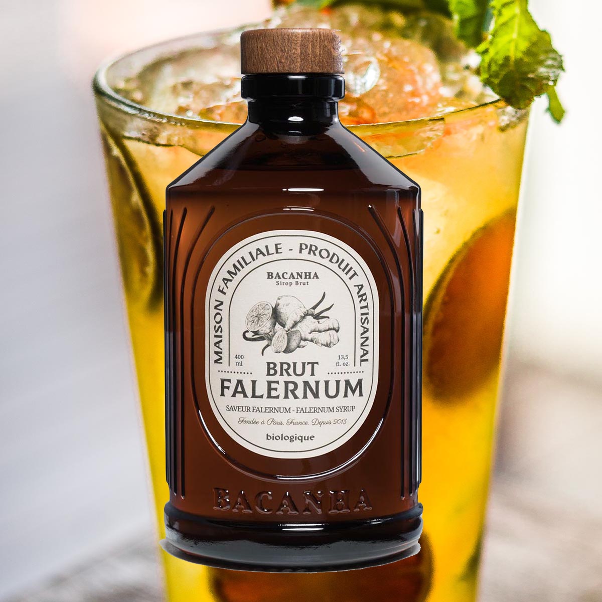 Bacanha Sirop Brut de Falernum Bio 400 ml - Bio Falernum Sirup mit Bio Rohrzucker