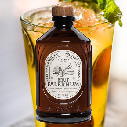 Bacanha Sirop Brut de Falernum Bio – französischer Bio-Falernum-Sirup aus Bio-Rohrzucker in Glasflasche, ideal zum Mixen exotischer Cocktails