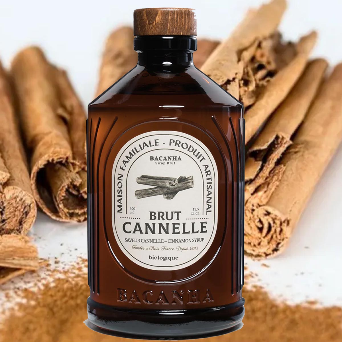 Bacanha Sirop Brut de Cannelle Bio 400 ml - Bio Zimt Sirup mit Bio Rohrzucker