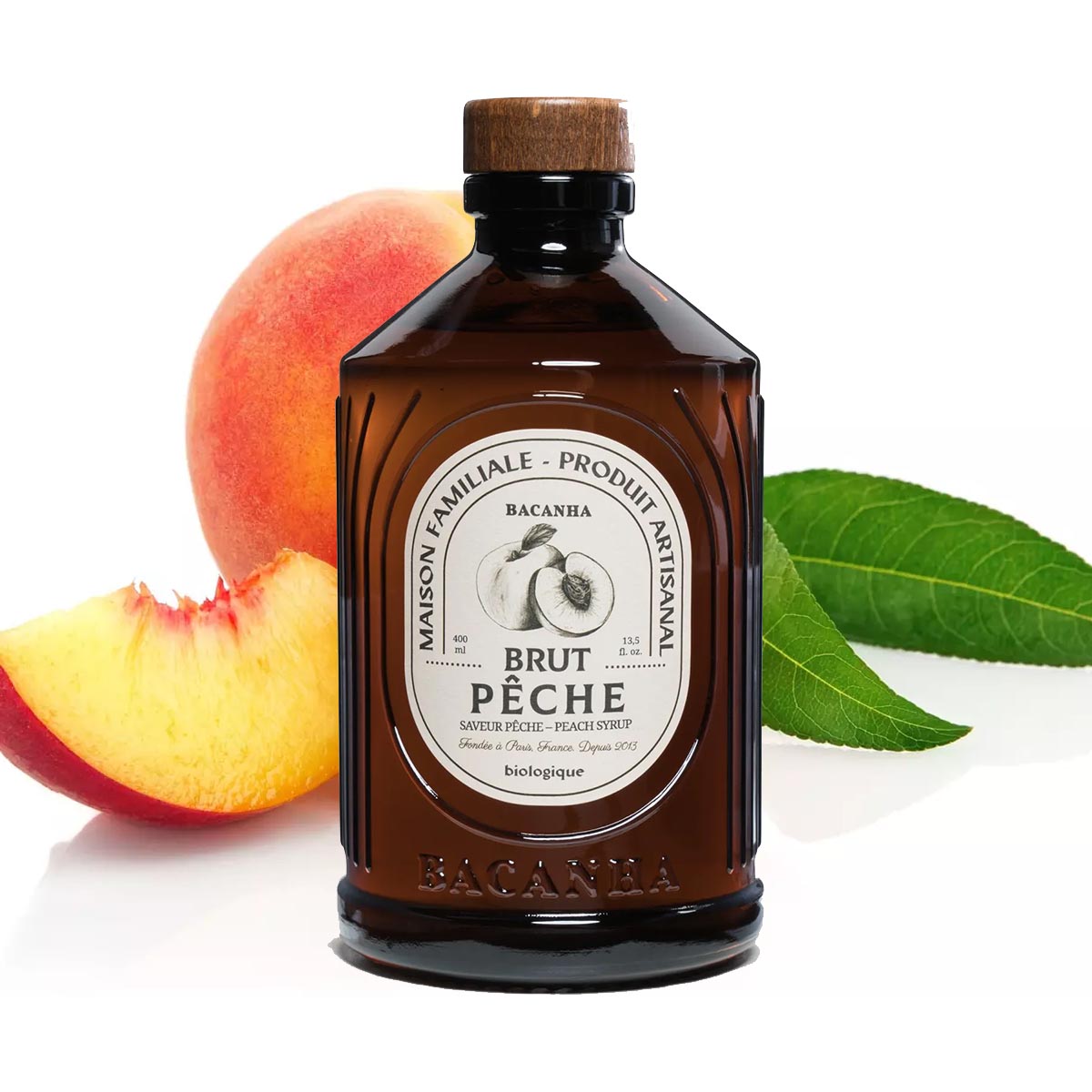 Bacanha Sirop Brut de Pêche Bio 400 ml - Bio Pfirsich Sirup mit Bio Rohrzucker