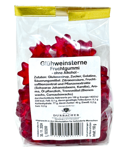 Durbacher Feine Kost - Fruchtgummi Glühweinsterne (ohne Alkohol) 150 Gramm