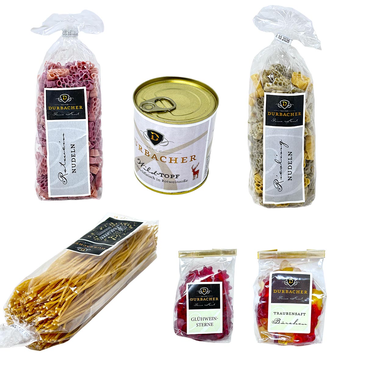Durbacher Feine Kost - Paket mit Pasta, Wild-Topf und Fruchtgummi