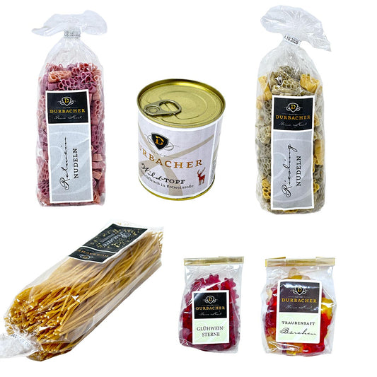 Durbacher Feine Kost - Paket mit Pasta, Wild-Topf und Fruchtgummi