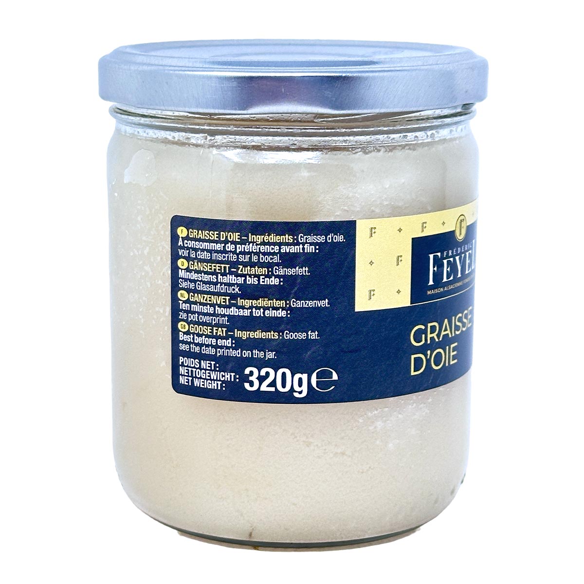 FEYEL Gänsefett Graisse d'Oie - Französisches ungesalzenes Gänseschmalz, 320g Glas