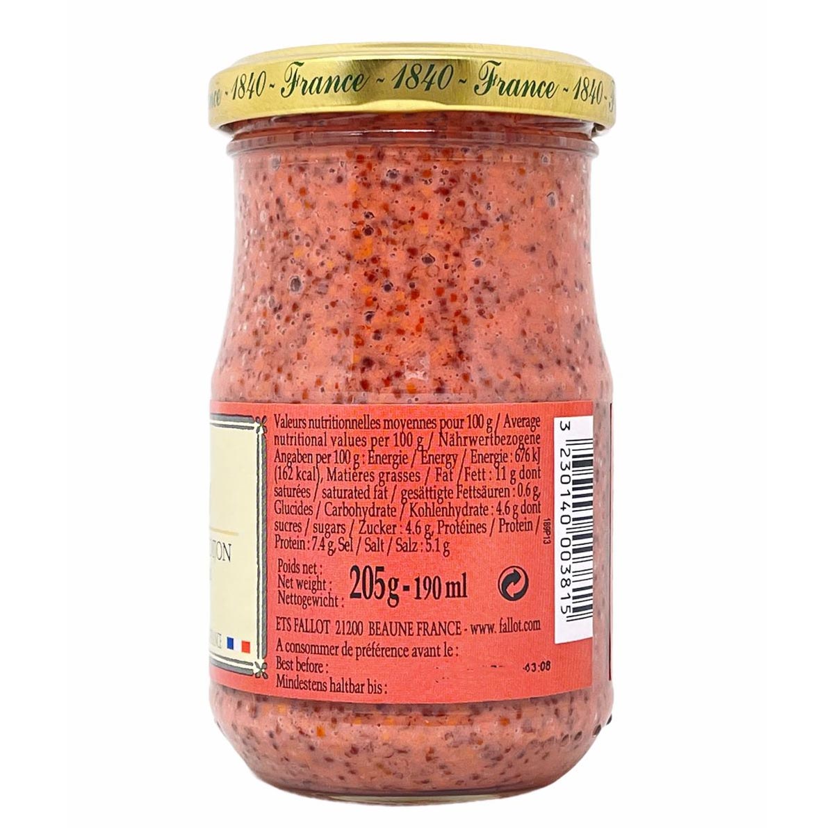 Fallot - Moutarde au Cassis de Dijon 205g: Fruchtiger Genuss aus Dijon