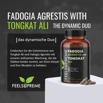 Feel Supreme Tongkat Ali mit Fadogia Agrestis | Natürlicher Testosteronschub 90 Stck.