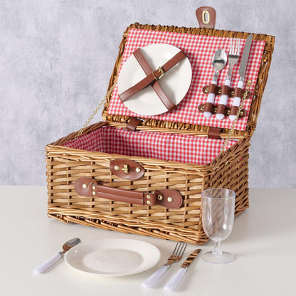 FeineHeimat Picknickkorb Darcel 13-teilig aus Weide (Salix) mit Drehverschluß