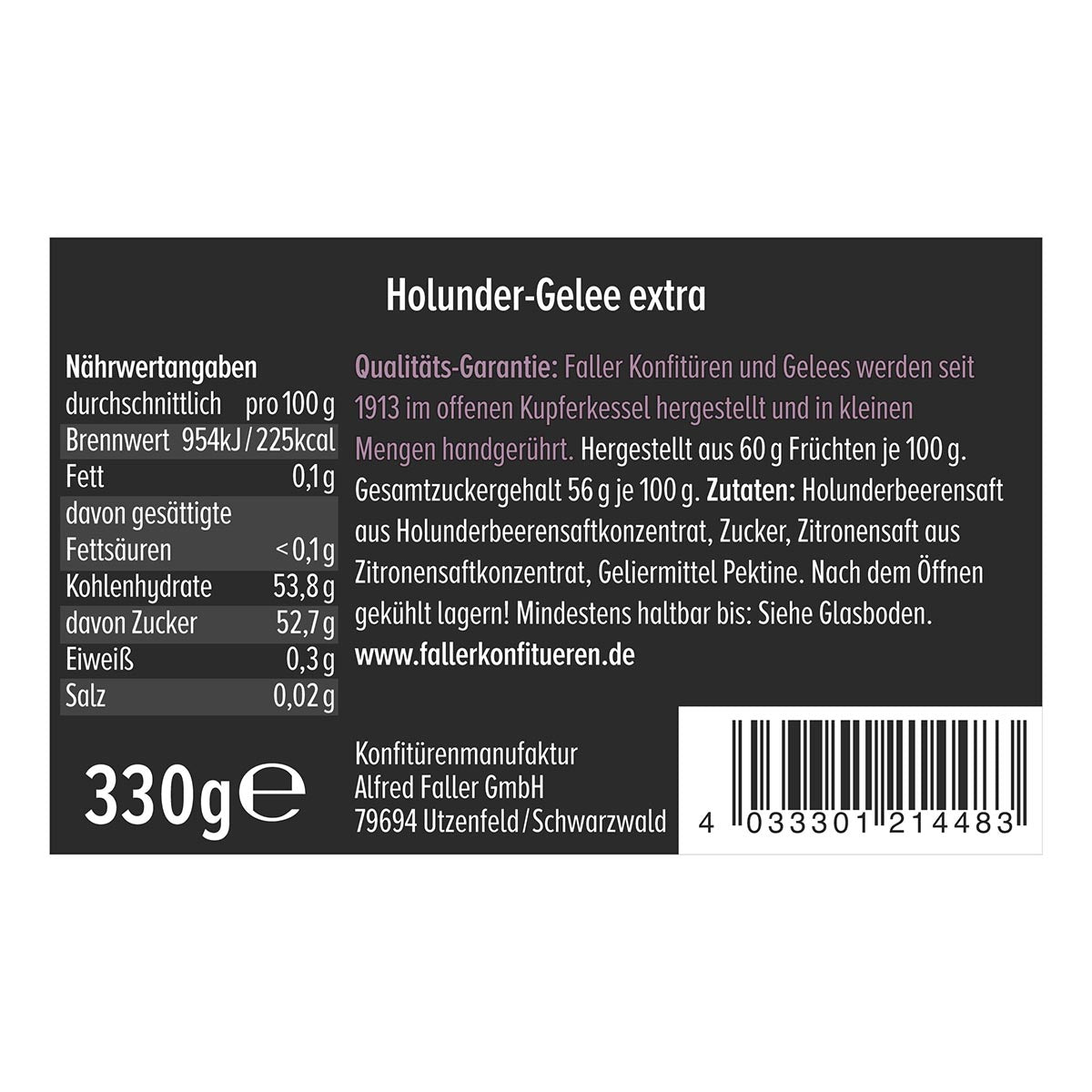 Holunder-Gelee extra von Faller: Hausgemachter Genuss aus dem Schwarzwald