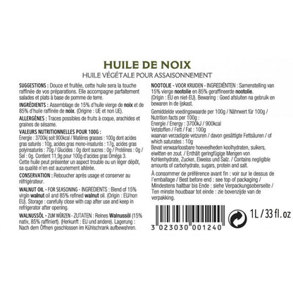 GUÉNARD 15 % natives Walnussöl 85% raffiniertes Walnussöl aus Frankreich 1 L