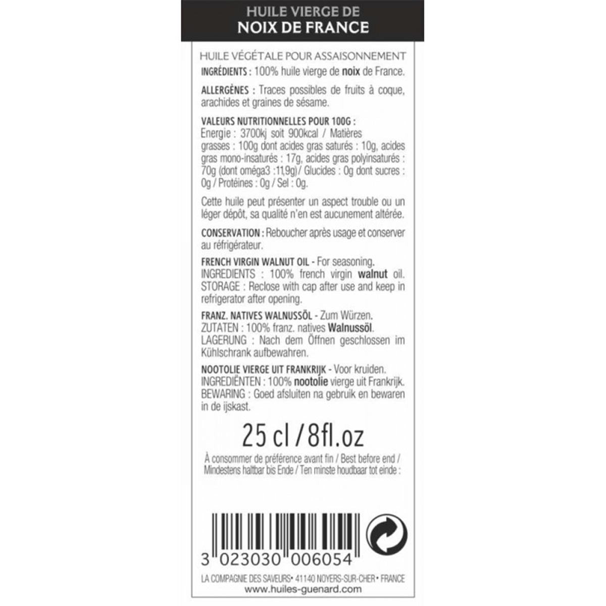 GUÉNARD 100 % natives französisches Walnussöl aus Frankreich 250 ml