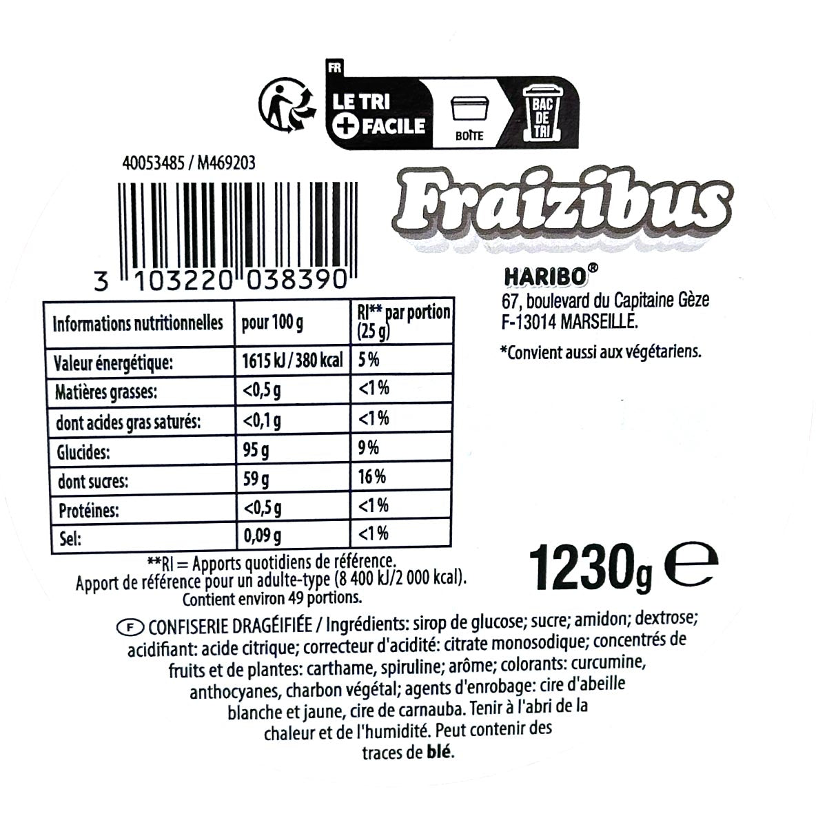 HARIBO Fraizibus: Fruchtig-süßer Genuss, 1230g, 300 Stück Großpackung