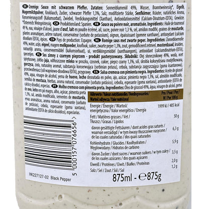 Heinz Cremige Sauce mit Schwarzem Pfeffer 875g: Perfekt zum Würzen und Verfeinern