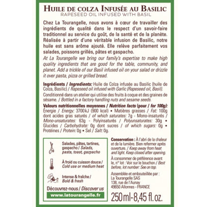 LA TOURANGELLE Basilikumöl 250ml - Handgefertigtes Gourmet-Öl
