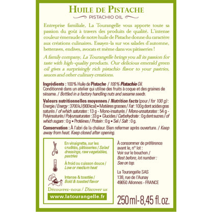 LA TOURANGELLE Pistazien-Öl 'Rein', 250ml, Schmuckdose, Gourmet Öl, handgefertigt