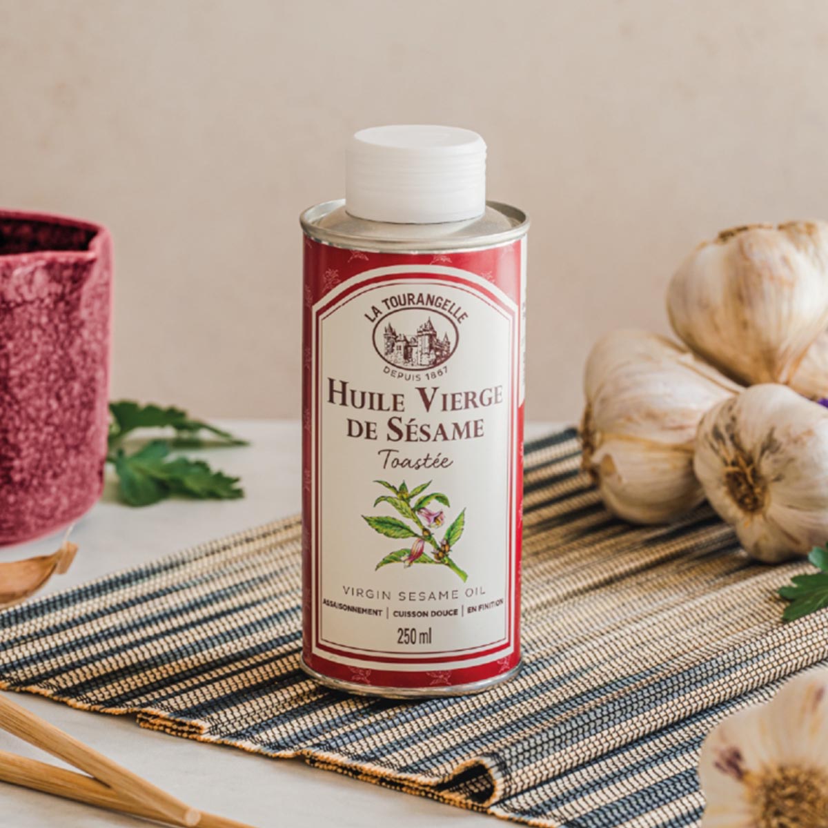 LA TOURANGELLE Sesamöl Nativ 250ml - Exklusives Gourmet-Öl in edler Schmuckdose