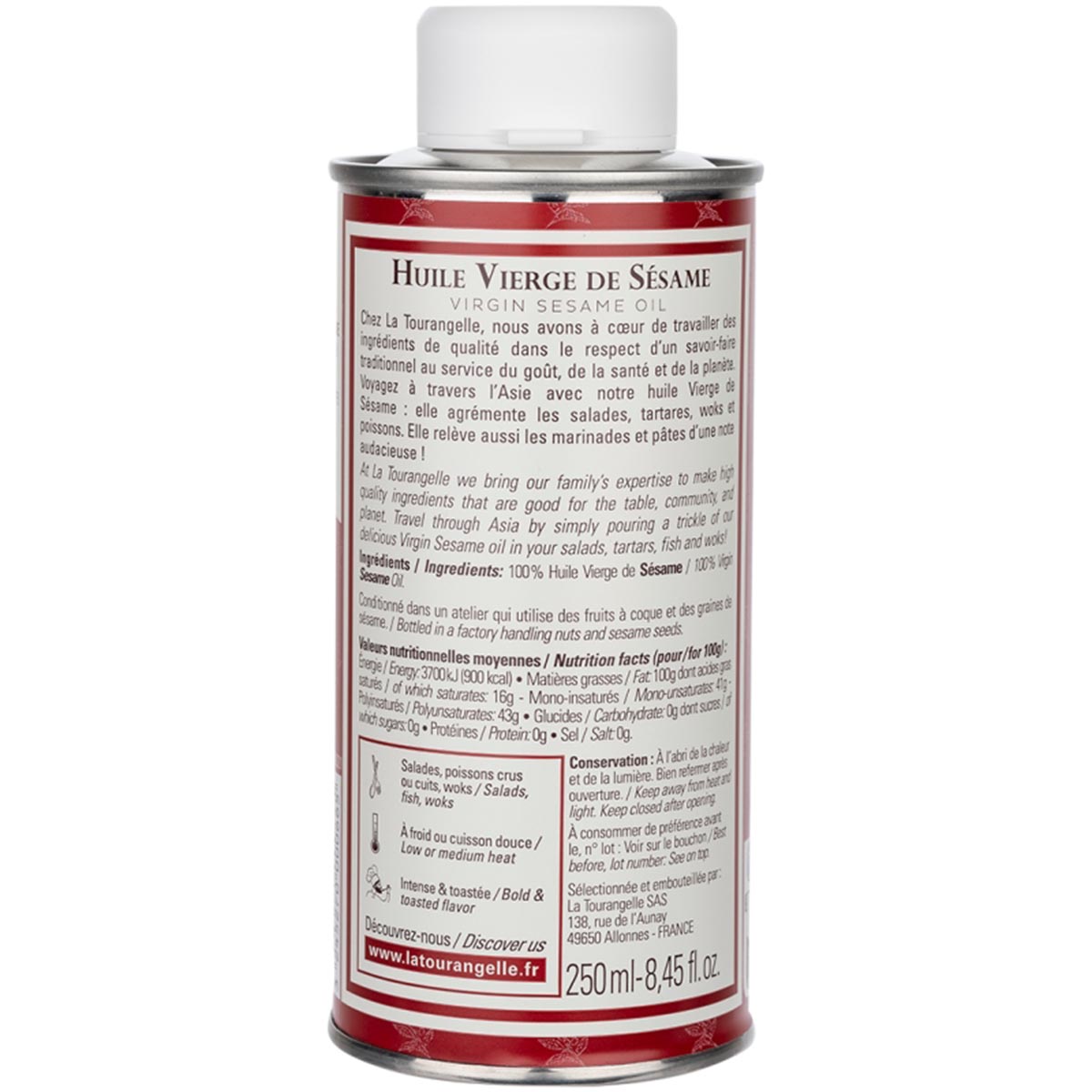 LA TOURANGELLE Sesamöl Nativ 250ml - Exklusives Gourmet-Öl in edler Schmuckdose