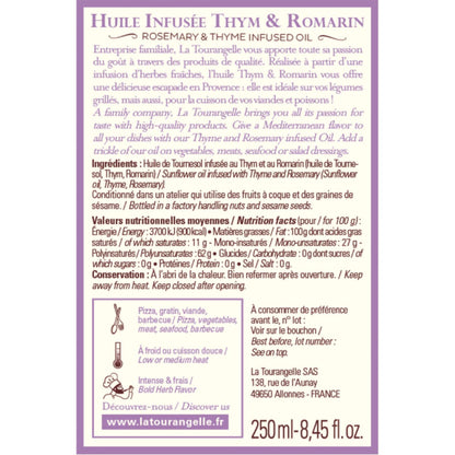 LA TOURANGELLE Thymian & Rosmarin Öl, 250ml, Gourmet Öl, handgefertigt