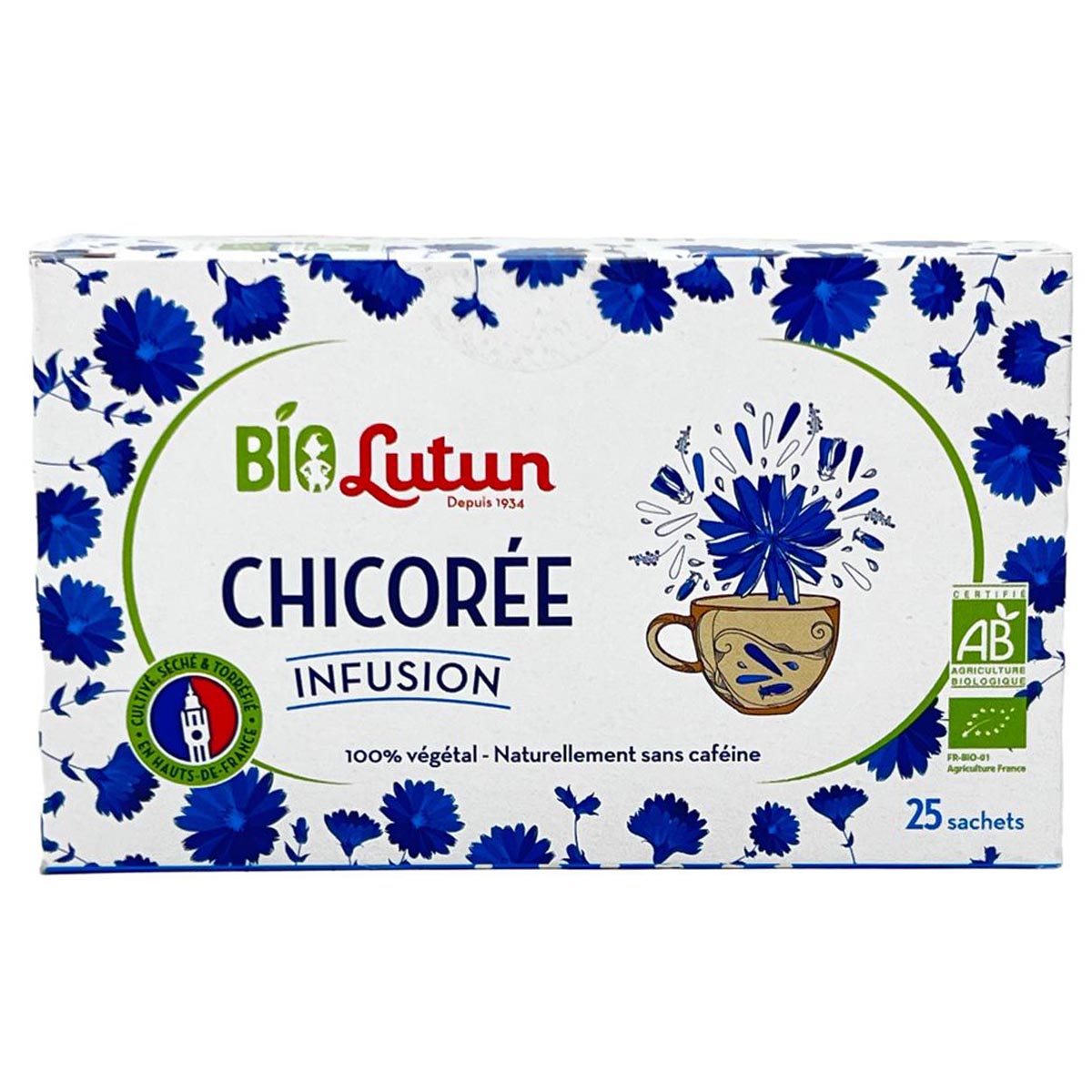 LUTUN BIO Aufguss Pads mit Zichorie koffeinfreier Kaffee-Ersatz 25 Beutel