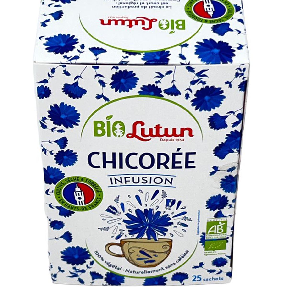 LUTUN BIO Aufguss Pads mit Zichorie koffeinfreier Kaffee-Ersatz 25 Beutel