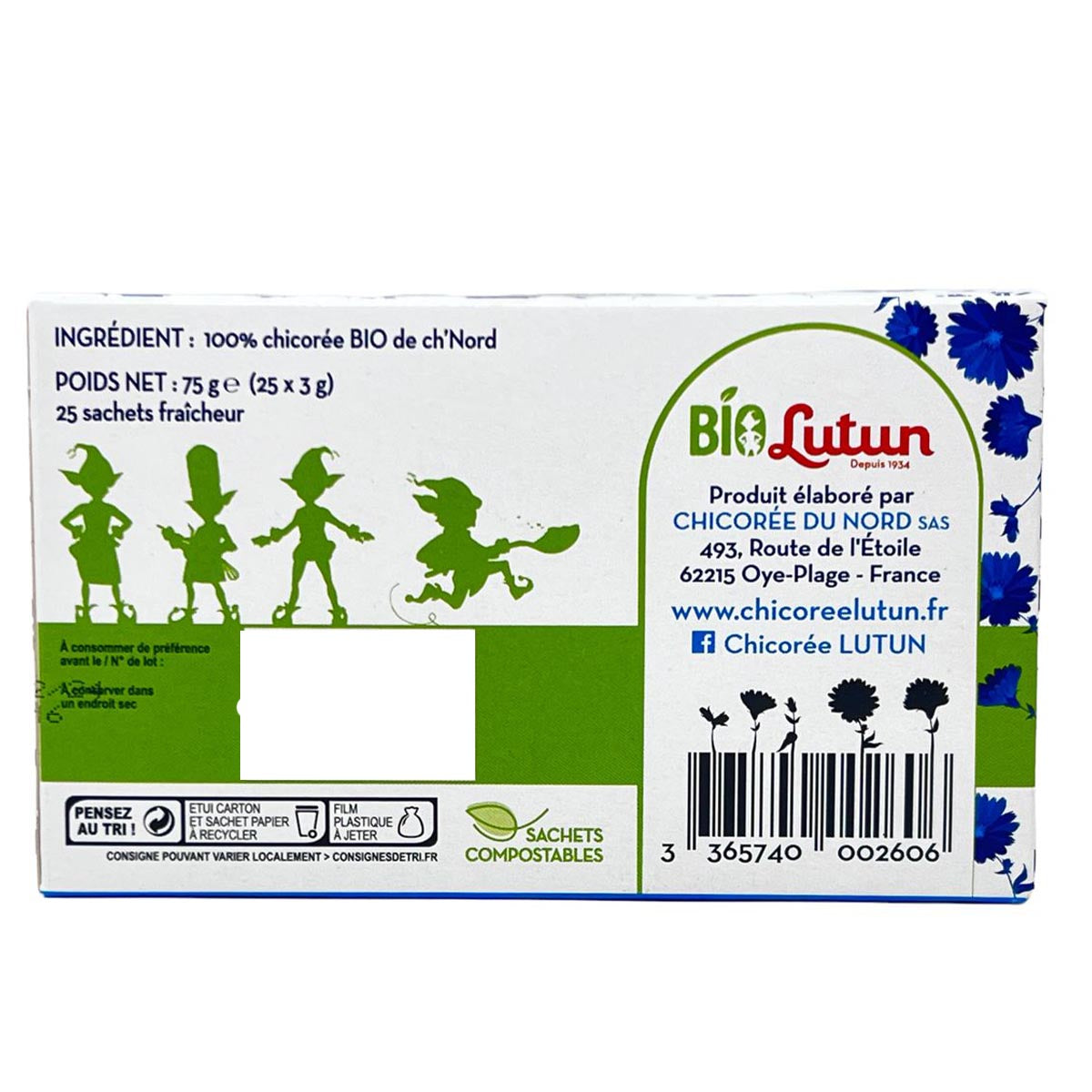 LUTUN BIO Aufguss Pads mit Zichorie koffeinfreier Kaffee-Ersatz 25 Beutel