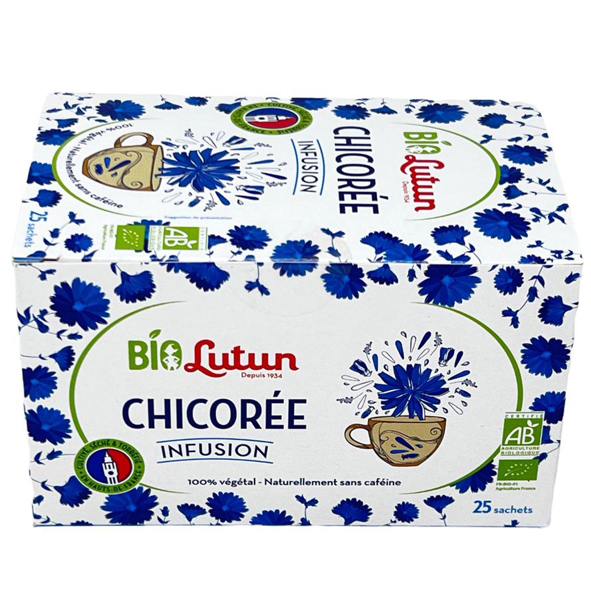 LUTUN BIO Aufguss Pads mit Zichorie koffeinfreier Kaffee-Ersatz 25 Beutel
