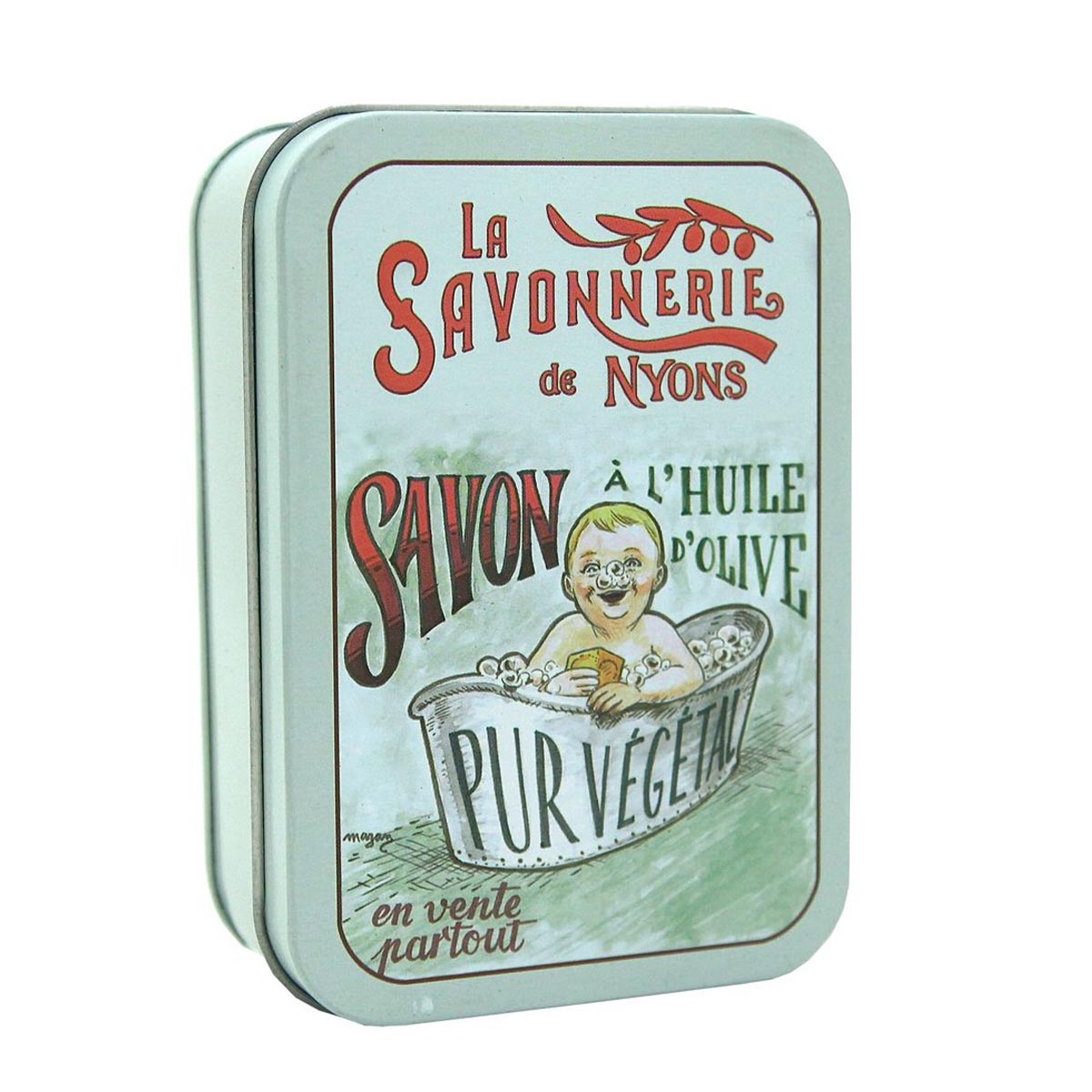 La Savonnerie De Nyons Seife in der Metalldose Bébé Le Bain Baumwollblüte