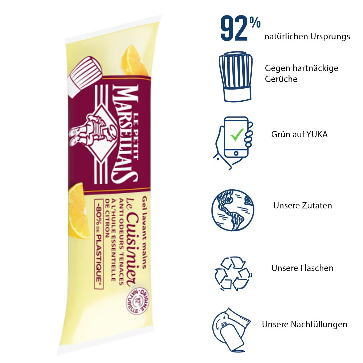 Le Petit Marseillais Flüssigseife du Cuisinier mit Zitrone 250 ml Nachfüllpack