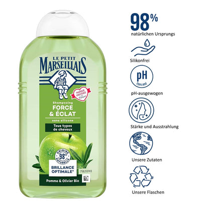 Le Petit Marseillais Shampoo Apfel & Olive 3x250ml – Sanfte Pflege für normales Haar