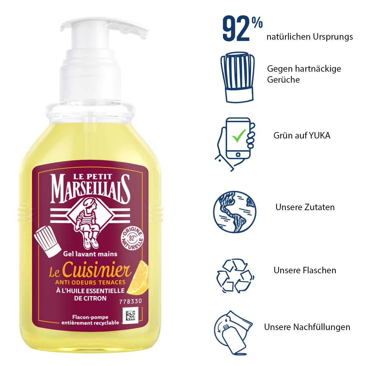 Le Petit Marseillais Flüssigseife: Zitrone für die Küche - 3x 300 ml aus Frankreich