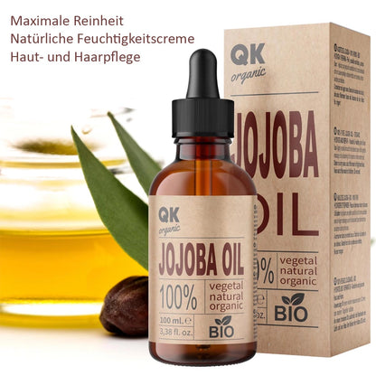 QKnatur JOJOBAÖL 100% reines veganes Bio-Jojobaöl für Körper, Gesicht, Haare, Nägel