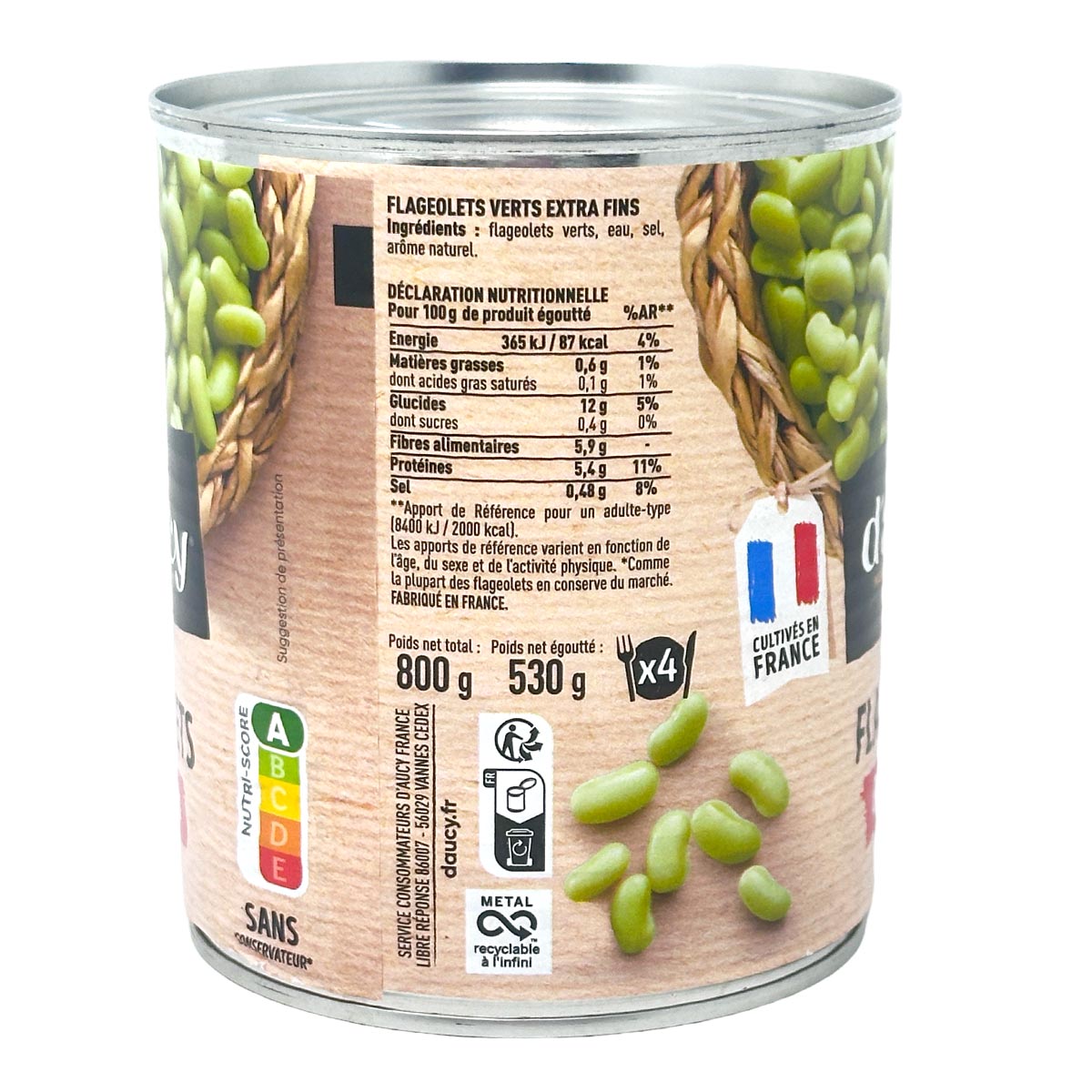 D'aucy Flageolets Grüne Bohnenkerne Extra Fein - 800g für exquisite Kochkreationen