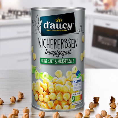 d'aucy Kichererbsen  - 100% ohne Salz & Zuckerzusatz, 6 x 285g Dosen
