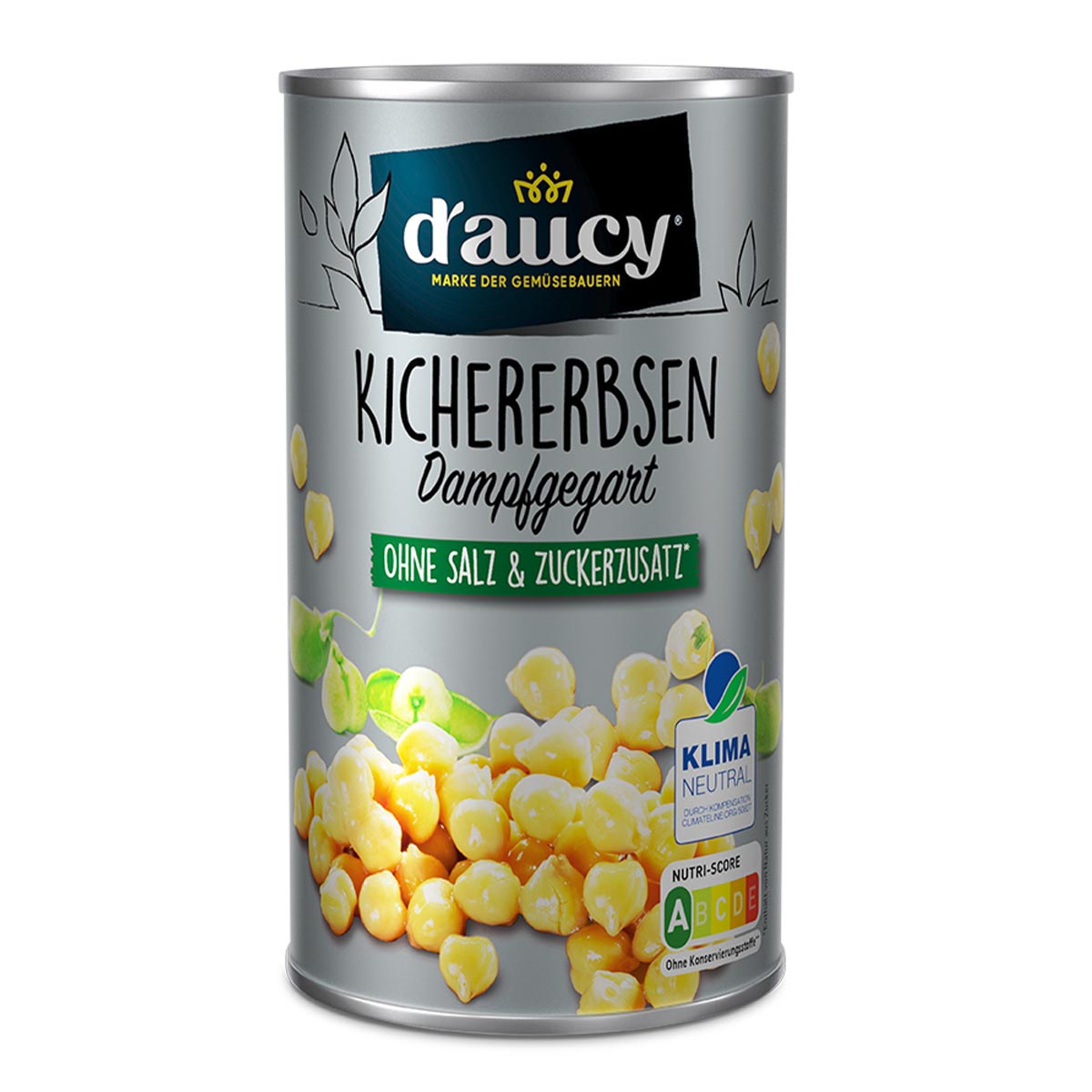 d'aucy Kichererbsen  - 100% ohne Salz & Zuckerzusatz, 6 x 285g Dosen