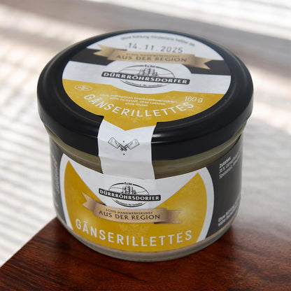Dürrröhrsdorfer Gänserillette im Glas – Zarte Rillettes von der Gans, 160g Feinkost