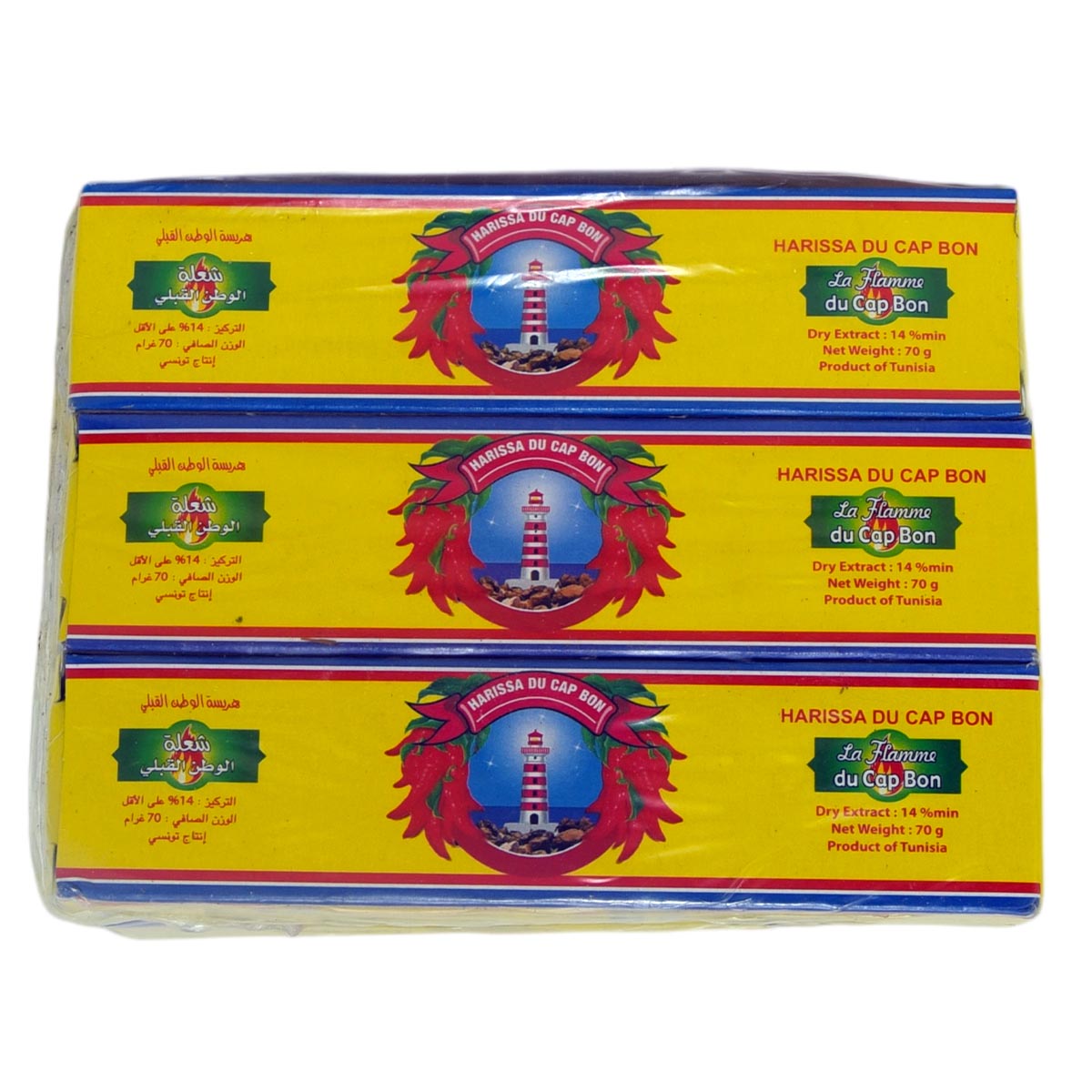 Harissa  La Flamme CAP BON  SEHR SCHARF CHILI Paste Sauce 6 x 70 Gramm Tube