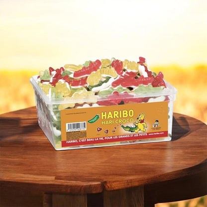 Haribo Croco Krokodile: Bunte Gummibonbons, 1155 g Dose aus Frankreich
