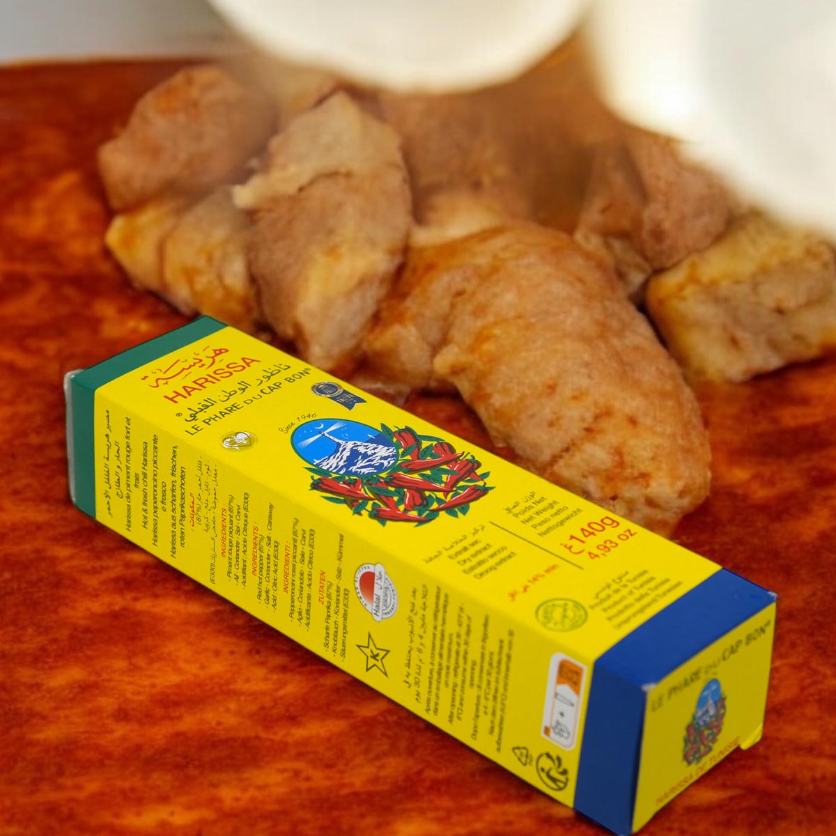 Harissa  Le Phare du CAP BON  SEHR SCHARF CHILI Paste 140 Gramm Tube