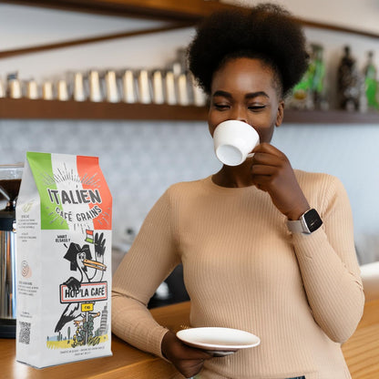 Hop’la Kaffee ganze Bohnen Italienische Röstung 1 kg – Kräftiger Geschmack