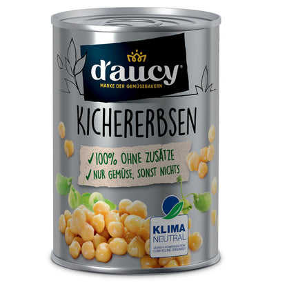 d'aucy Kichererbsen, 3x110g Dosen, ohne Salz & Zucker, ohne Konservierungsstoffe
