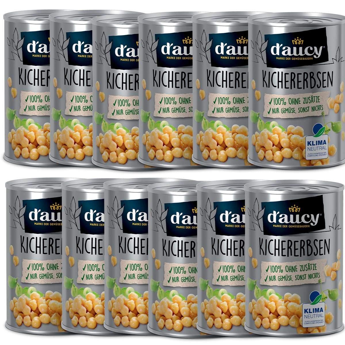 d'aucy Kichererbsen, 3x110g Dosen, ohne Salz & Zucker, ohne Konservierungsstoffe