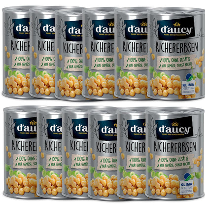 d'aucy Kichererbsen, 3x110g Dosen, ohne Salz & Zucker, ohne Konservierungsstoffe