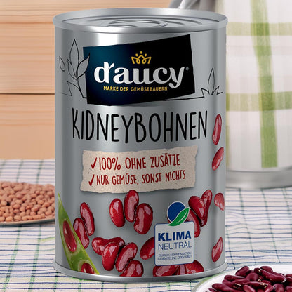 d'aucy Linsen - 100% ohne Salz & Zuckerzusatz, 4er Pack = 12 x 110g Dosen