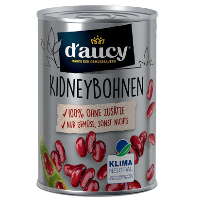 d'aucy Rote Kidneybohnen - 100% ohne Salz & Zuckerzusatz, 4er Pack = 12 x 110g Dosen