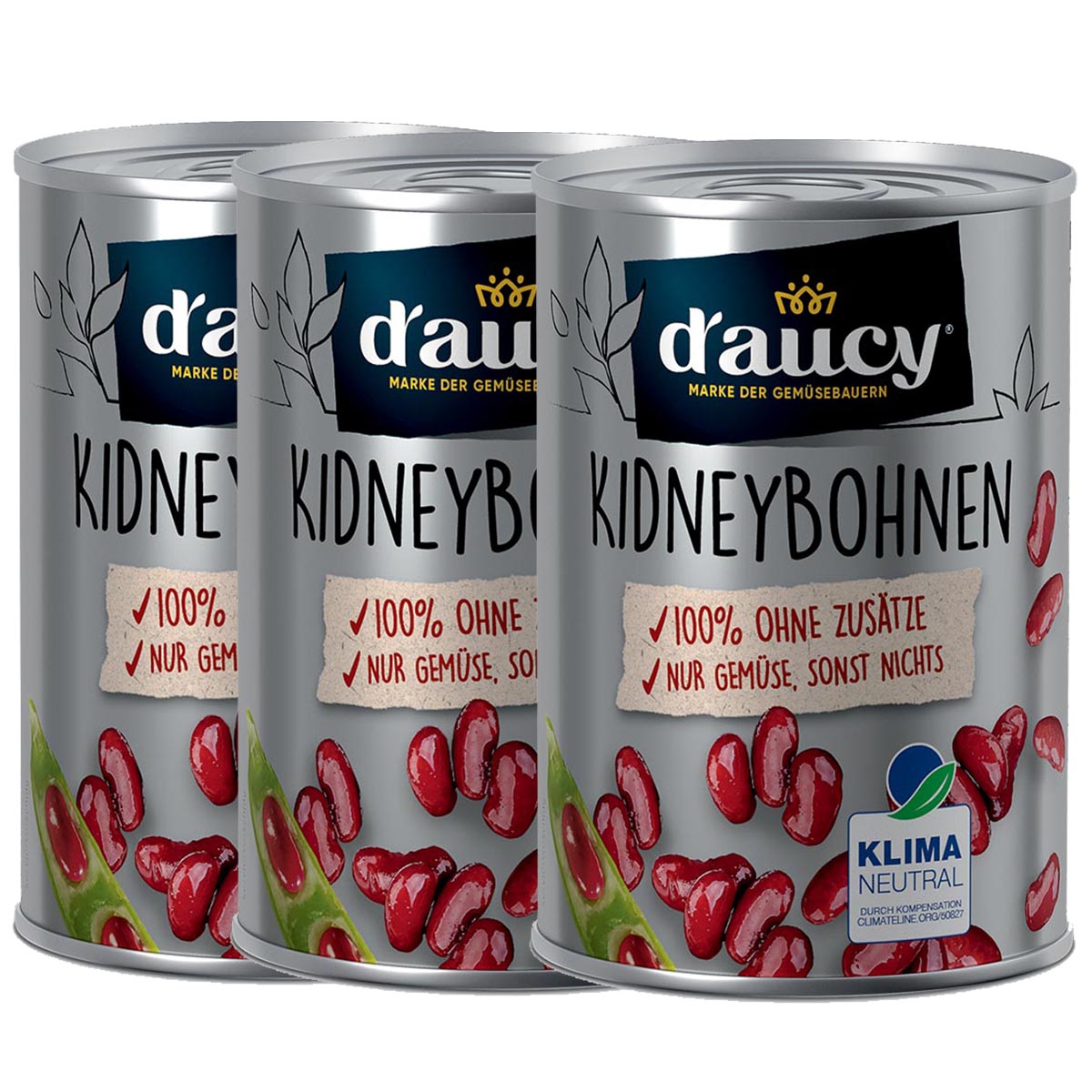 d'aucy Rote Kidneybohnen 3x110g: Natürliche Frische ohne Salz und Zuckerzusatz