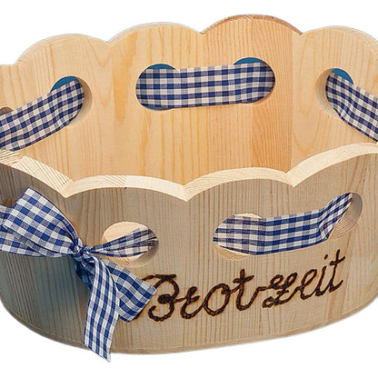 FeineHeimat Schwarzwald Holzkörbchen für Brotzeit, 28 x 22 cm, mit Stoffband