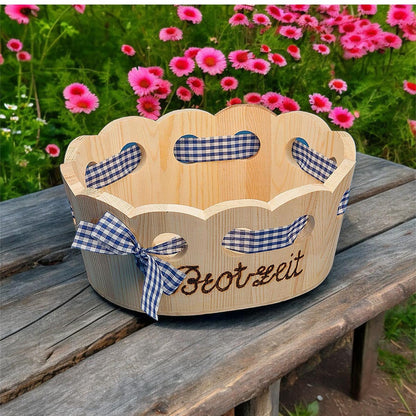 FeineHeimat Schwarzwald Holzkörbchen für Brotzeit, 28 x 22 cm, mit Stoffband