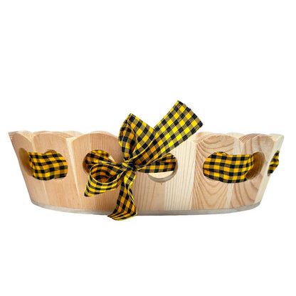 FeineHeimat Schwarzwald Holzkübel 26 x 22 cm mit Stoffschleife - Made in Germany