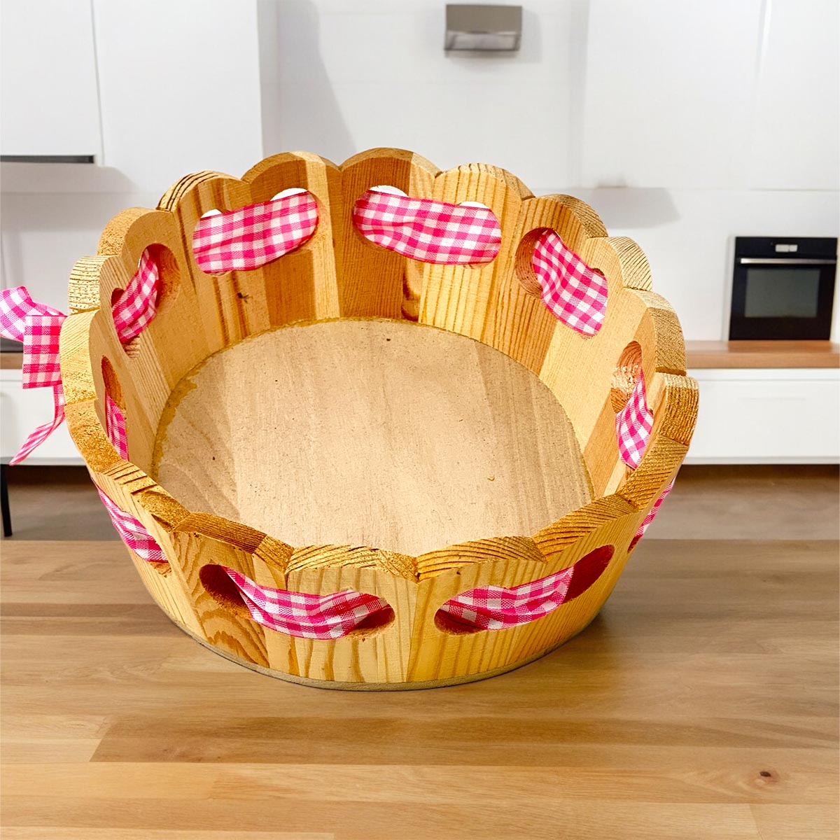 FeineHeimat Schwarzwald Holzkübel 26 x 22 cm mit Stoffschleife - Made in Germany